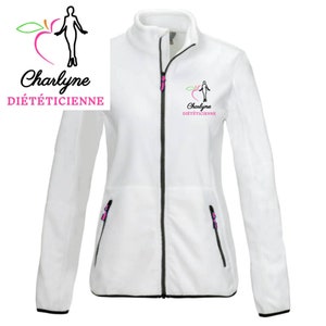 Veste polaire passe couloir Diététicienne Diététique Infirmière Aide-soignante Étudiante infirmière Étudiante aide-soignante Blanc - Motif Rose