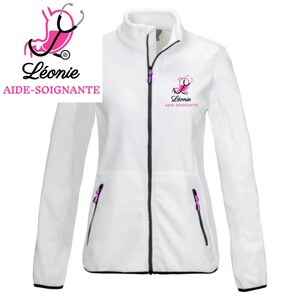 Veste polaire passe couloir Gastro-entérologie Infirmière Aide-soignante Étudiante infirmière Étudiante aide-soignante Blanc - Motif Rose