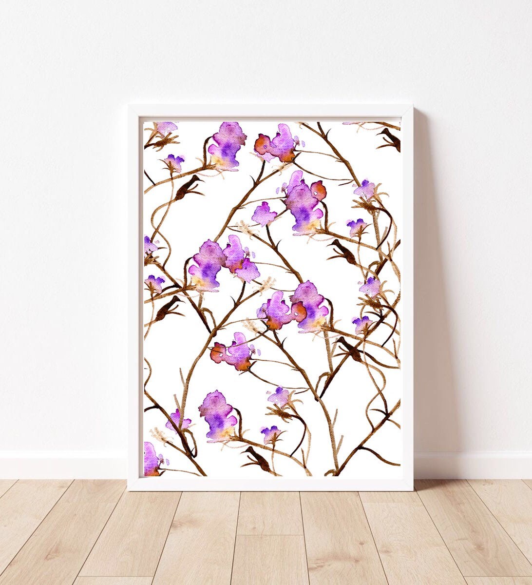 Cherry Blossom Wall Art Home Decor Watercolour Blossoms Etsy UK
