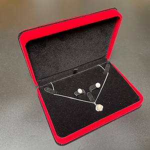 Jewellery Suit Box Red Velvet Necklace Earrings Ring Wedding Party Gift Box