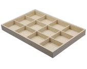 Linen Jewellery Display Tray Ring Necklace Gem Beads Display Reliable Showcase 12 Divisions 35cm(L)x24cm(W)x3cm(H)