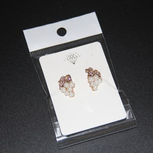 300x White Earring Pendant Chain Jewellery Display Cards 5x7cm + 300p 6x9cm Bags
