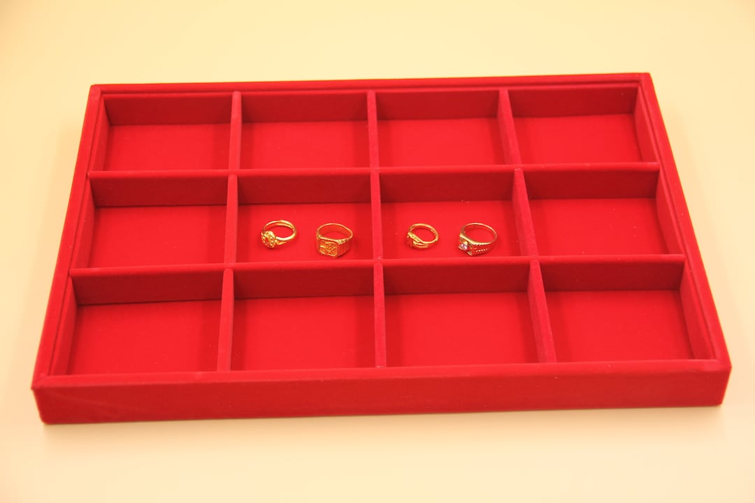 Red Velvet Jewellery Display Trays Ring Necklace Pendant Etsy Australia