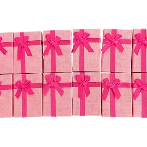 12pcs Pink Cardboard Jewellery Gift Boxes - Necklace, Earring, Ring Packaging - 8.5x5.5x3cm Jewellery Display & Storage