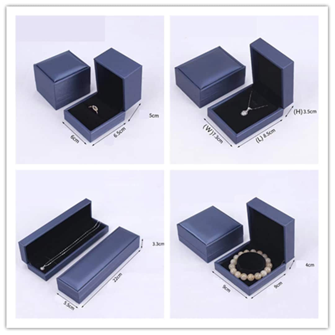 Luxury Blue Jewellery Boxes Brushed Texture PU Leather Gift Set Boxes