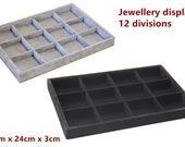 Grey Black Velvet Display Tray Jewellery Ring Bracelet Earring Pendant Display case Reliable Showcase 12 Division
