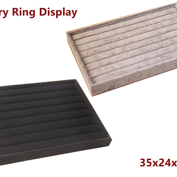 Grey Black Velvet Display Tray Jewellery Ring Earring Display case Reliable Showcase 7 Slots