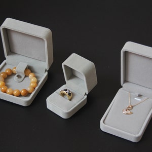 Velvet Jewellery Gift Boxes  / Grey / Bracelet Ring Pendant Package / Wedding Party Birthday Gift Box