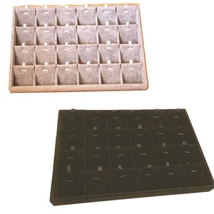 Grey Black Ice Velvet Display Tray Jewelry Organizer Chain Pendant Display case Reliable Showcase 24 Division