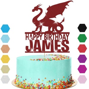 Dragon Fantasy Cake Topper Personalised  Boys Birthday Decoration Any Name