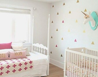 Gold Triangle Shape Wall Stickers Nursery Children's Bedroom Triangles Decal