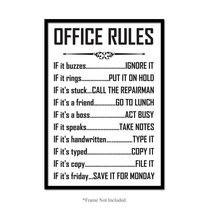 Office Rules Wall Art Poster Colleagues Motivational Funny - Etsy
