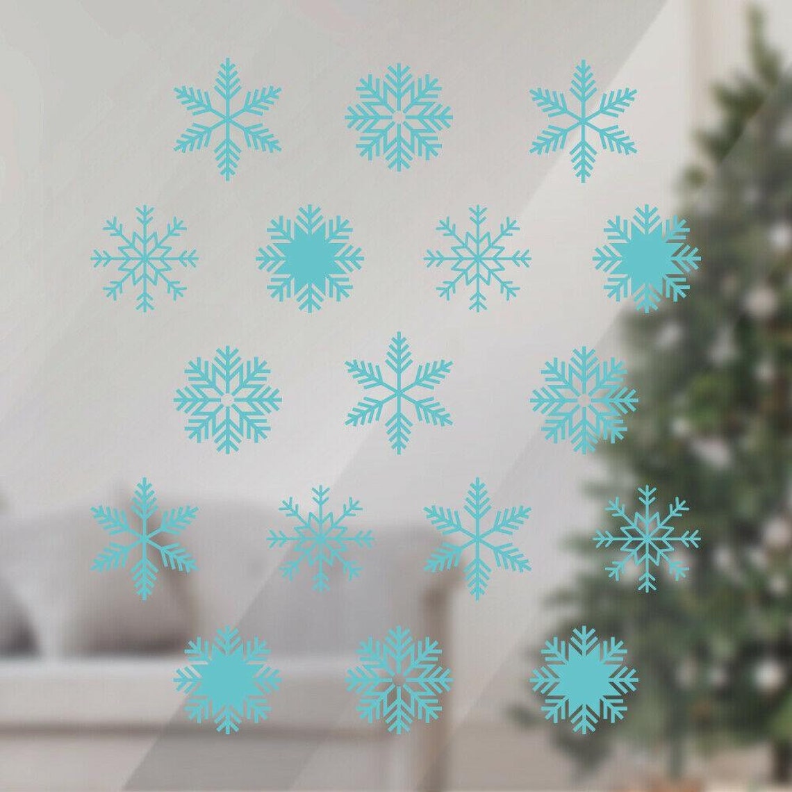 30 Snowflakes Window Wall Stickers Xmas Decal Christmas Shop Etsy
