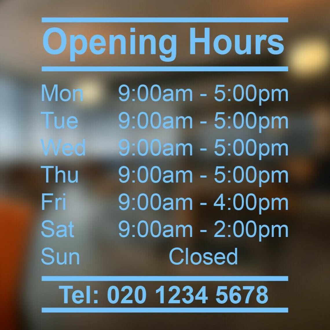 Opening Hours Times Shop Window Door Vinyl Sign Sticker Etsy