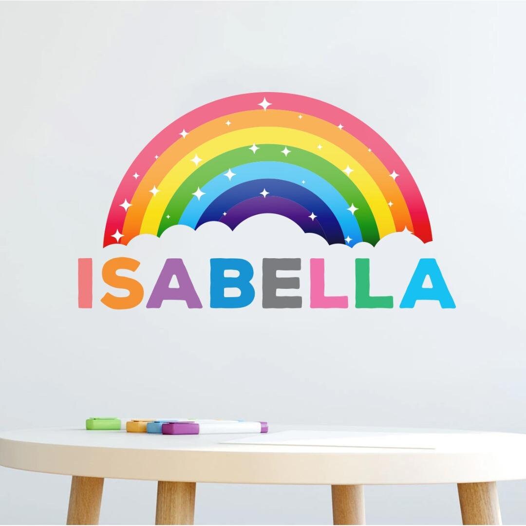 Personalised Rainbow Wall Sticker Name Decal Vinyl Girls Kids Etsy UK
