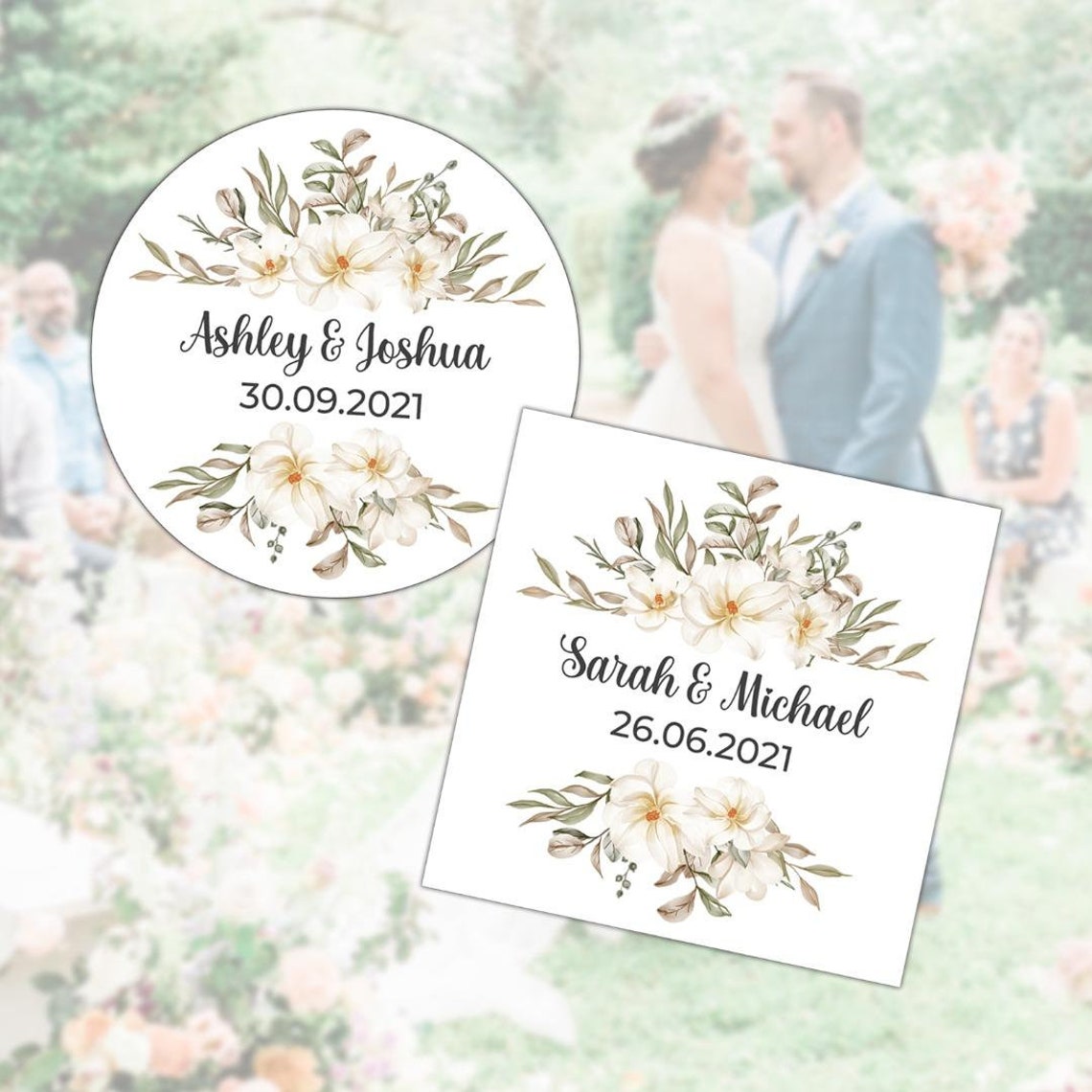Floral Personalised Wedding Stickers Favour Labels Custom Etsy