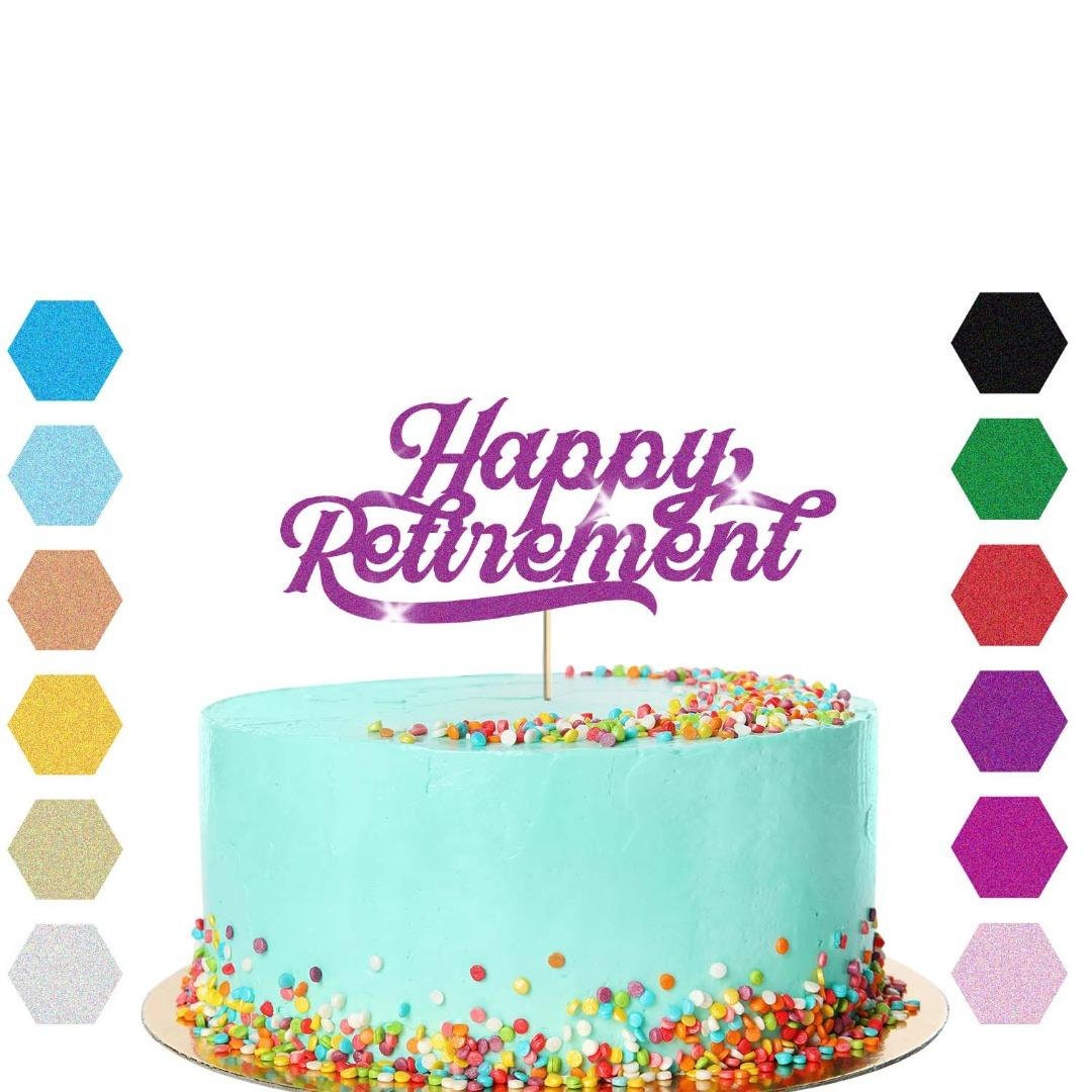 Happy Retirement Glitter Cake Topper Retire Leaving Party Cake | Etsy