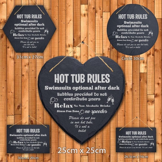 Hot Tub Rules Pool Funny Hanging Slate Garden Outdoor Sign - Etsy