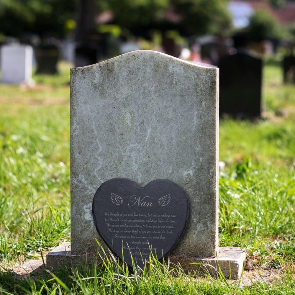 Slate 25cm Heart Engraved Memorial Plaque Grave Mum Dad Family Etsy UK