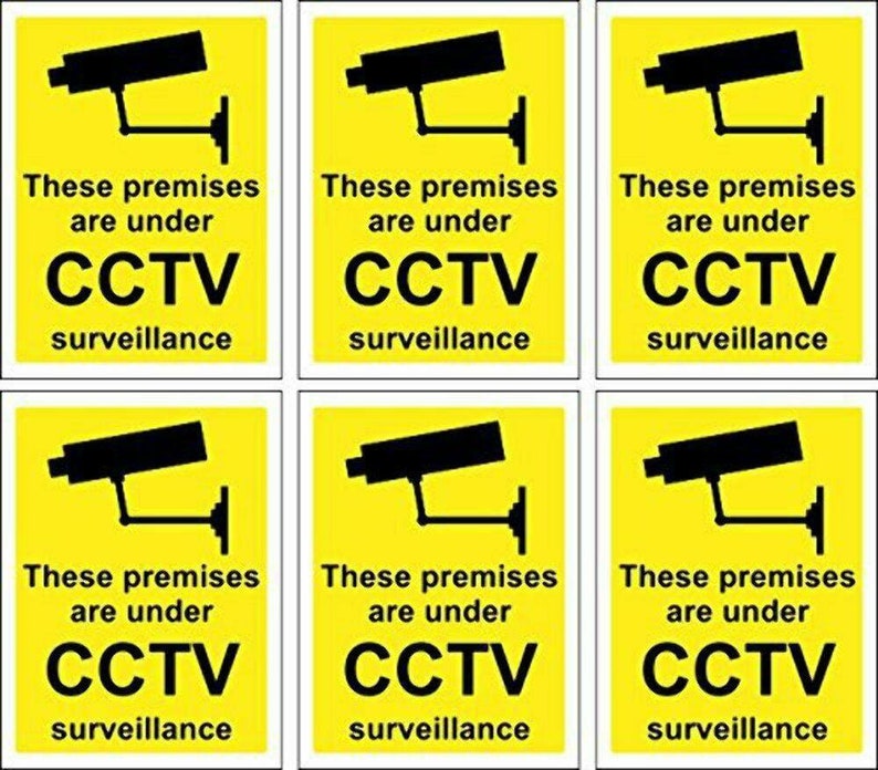 Yellow Cctv Sticker Signs Self Adhesive 100mm X 75mm Suitable Etsy