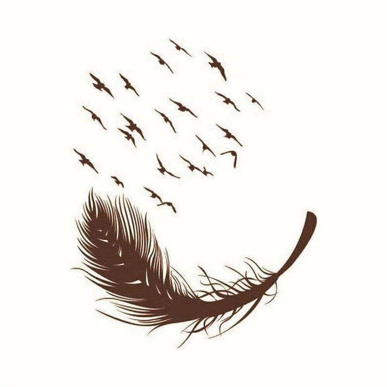 Large Feather Wall Art Stickers Birds Vinyl Decal Living Room Etsy