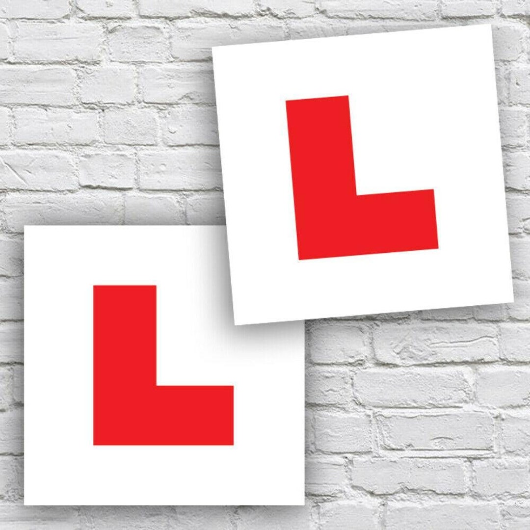 2 X UK Legal L Plates Self Adhesive Stick On Vinyl Weatherproof Learner  Driver 