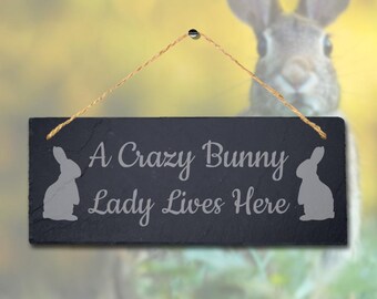 Beware Crazy Rabbit Girl Keyring Key Chain Funny Bunny Animal Pet