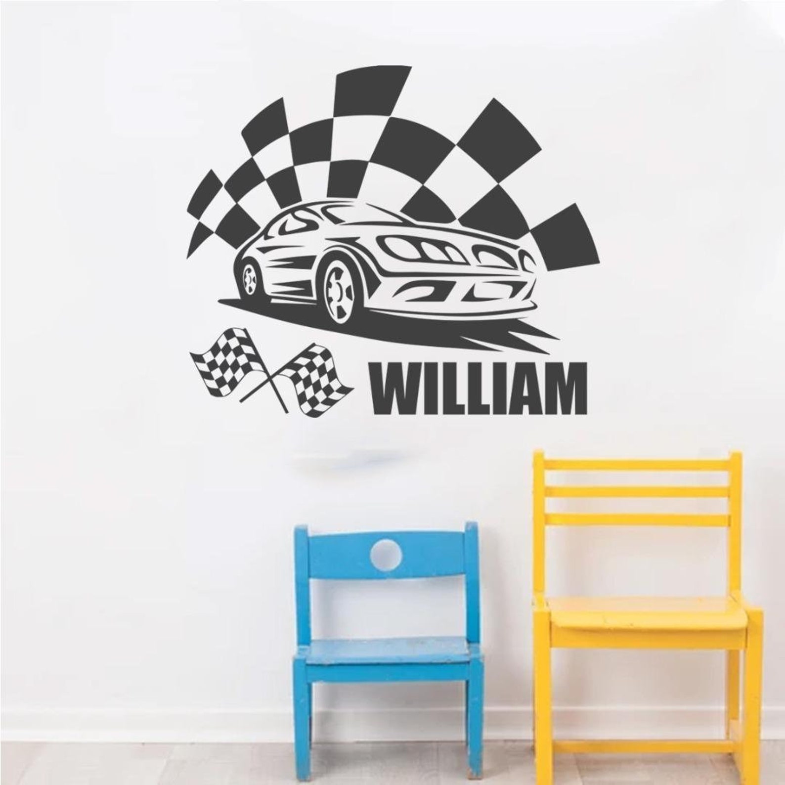 Personalised Car Wall Sticker Name Vinyl Decal Boys Kids Etsy