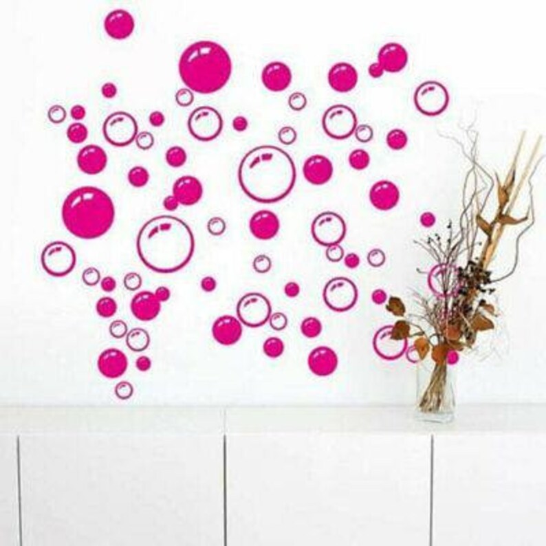Bubbles Bathroom Wall Stickers Circle Shape Vinyl Decal Bath Etsy