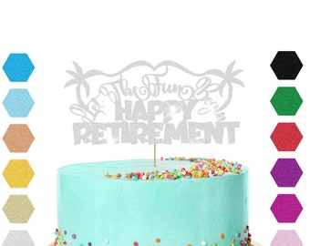 Happy Retirement Cake Topper Retire Leaving Party Glitter Cake Decoration