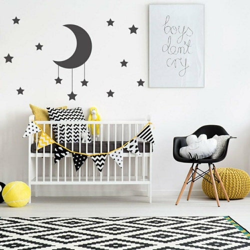 Moon and Stars Wall Sticker Decal Vinyl Adhesive Removable Etsy UK