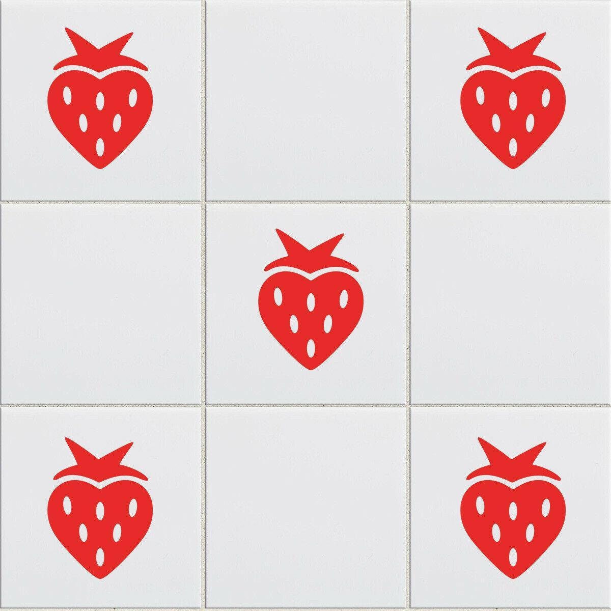 Strawberries Vinyl Tile Stickers Strawberry Wall Decal Etsy