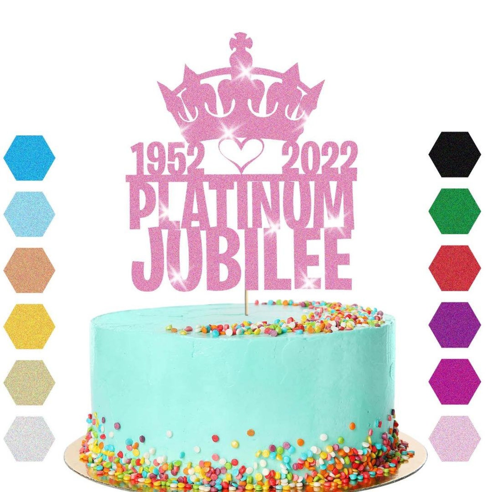 Platinum Jubilee Cake Topper Queens 70th Celebration Etsy UK