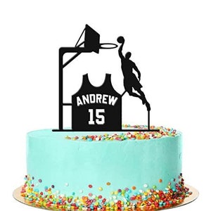 Personalised Name Basketball Birthday Cake Topper Player Vest Acrylic Decoration