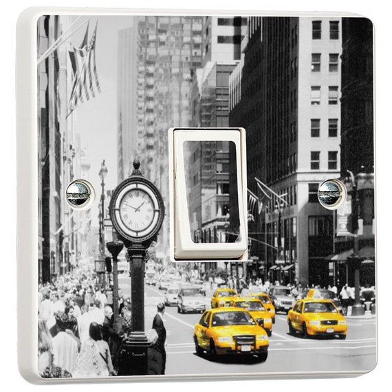 New York Vintage Szene gelb Taxi Cabs Licht Schalter Abdeckung