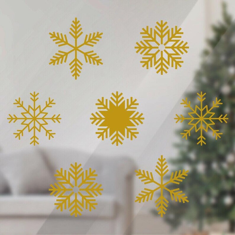 30 Snowflakes Window Wall Stickers Xmas Decal Christmas Shop Etsy