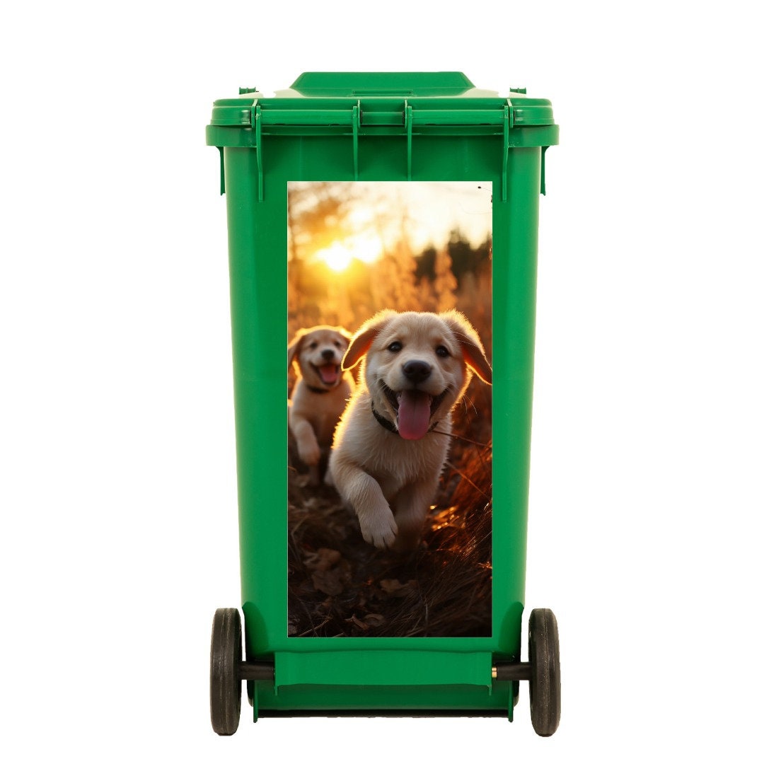2x Sheets Dog Wheelie Bin Sticker Dustbin Sticker Self Adhesive Outdoor
