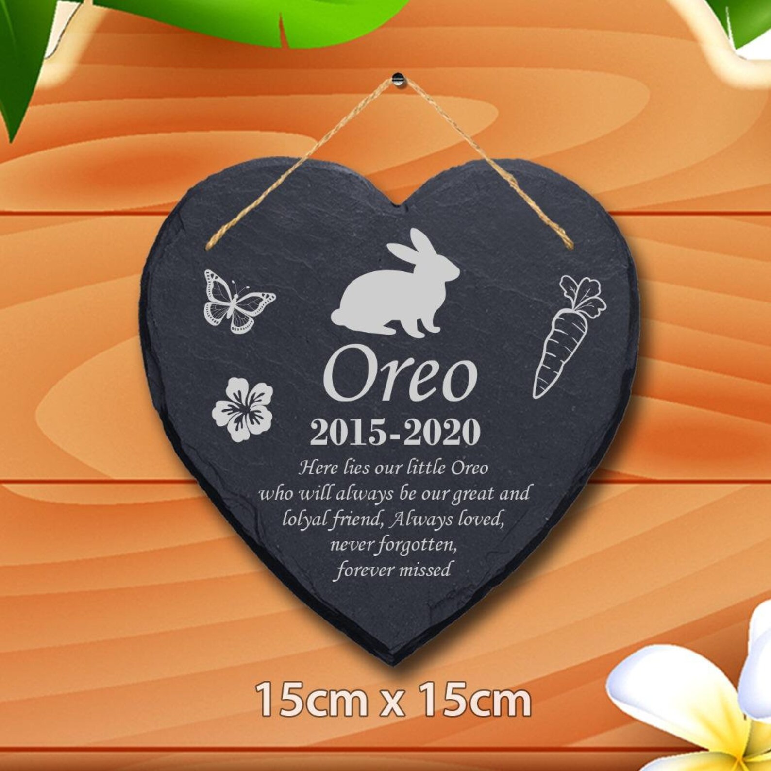 Personalised Pet Rabbit Memorial Slate Plaque Grave Maker Any Message