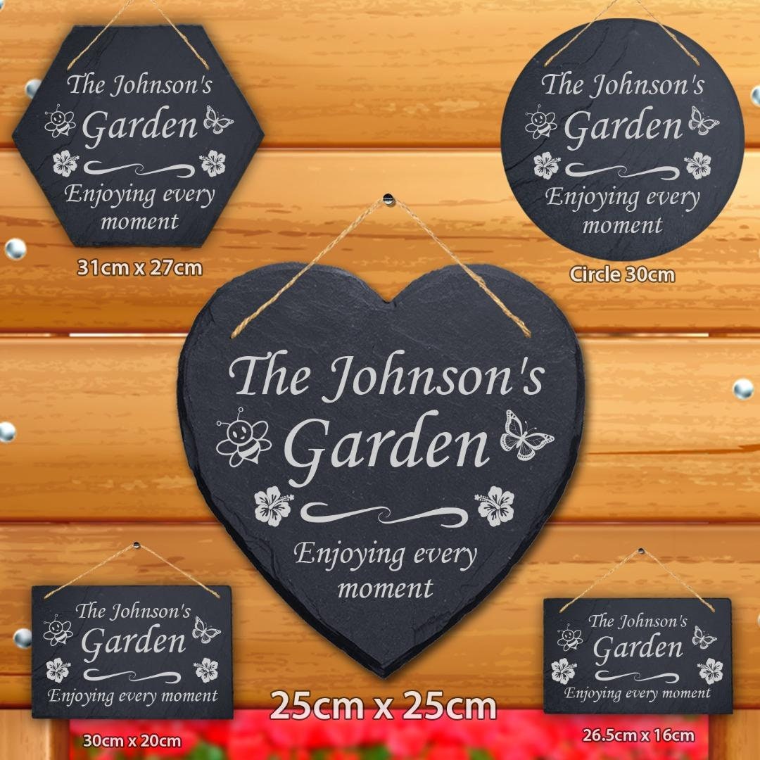 Personalised Family Garden Slate Sign Hanging Plaque Engraved Gift - Etsy