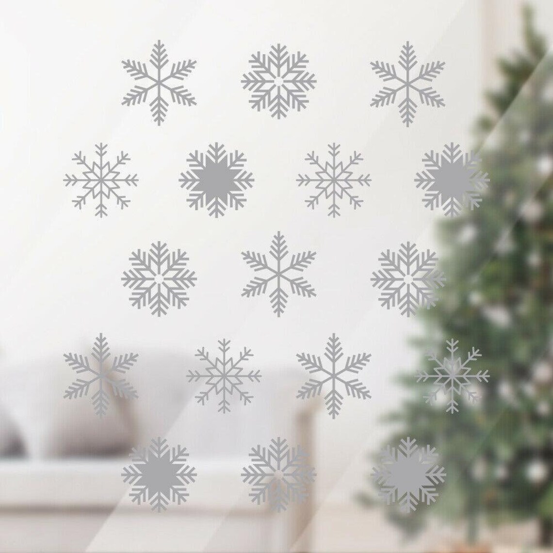 30 Snowflakes Window Wall Stickers Xmas Decal Christmas Shop Etsy