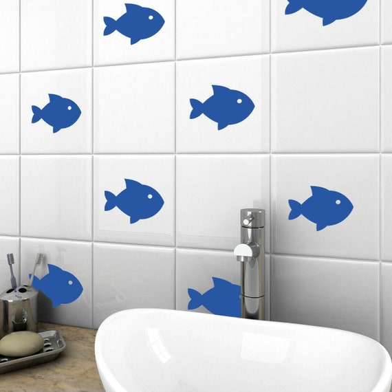 Vis Vinyl Tile Sticker Nautische Bad Wall Decal Transfers Kids
