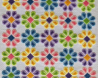 Daisy Flower Cross-stitch chart design pdf download pattern