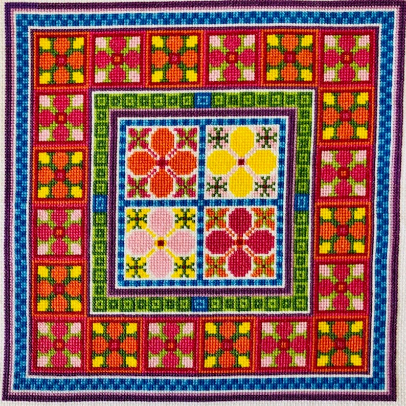 Flower Design Cross Stitch Chart PDF Download Etsy