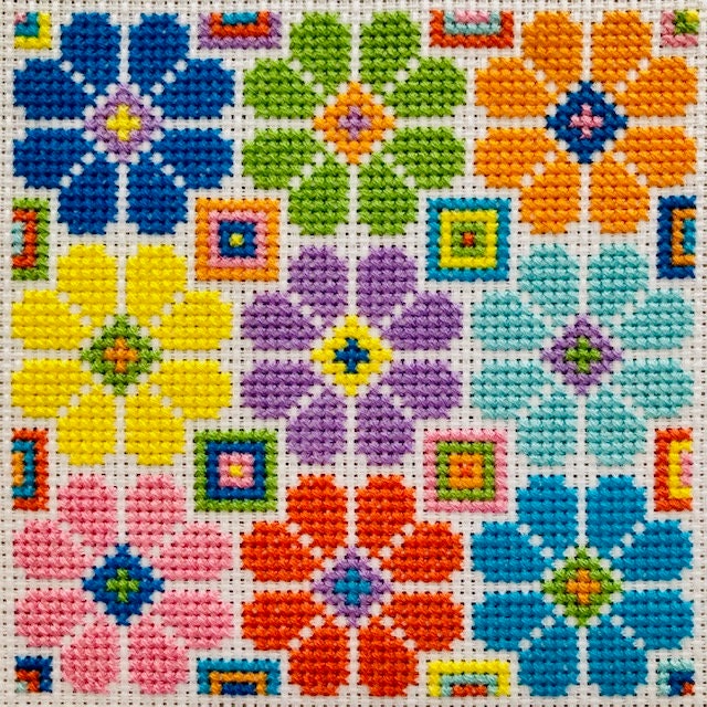 待ち伏せ　パンフレット Pop Art Flower Cross Stitch Design PDF Download Chart - Etsy