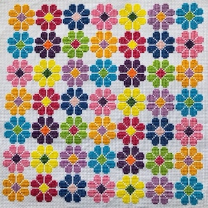 Pop Art Flower Cross Stitch chart design pdf download pattern