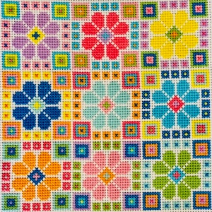 Pop Art Flower 2 Cross-Stitch embroidery design PDF download pattern