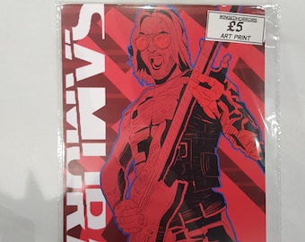 Póster de la banda Samurai Johnny Silverhand, impresión A5, póster cyberpunk 2077, fanart