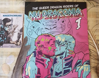 The Queer Dragon Riders of Nu Draconia LGBTQIA+ indie comic cyberpunk, science fiction short graphic novel fantasy