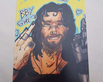 Johnny Silverhand a5 print baby girl  cyberpunk 2077 poster fanart