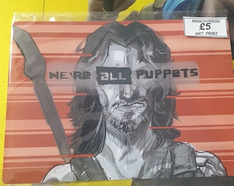 Johnny Silverhand a5 print we're all puppets cyberpunk 2077 poster fanart samurai band poster